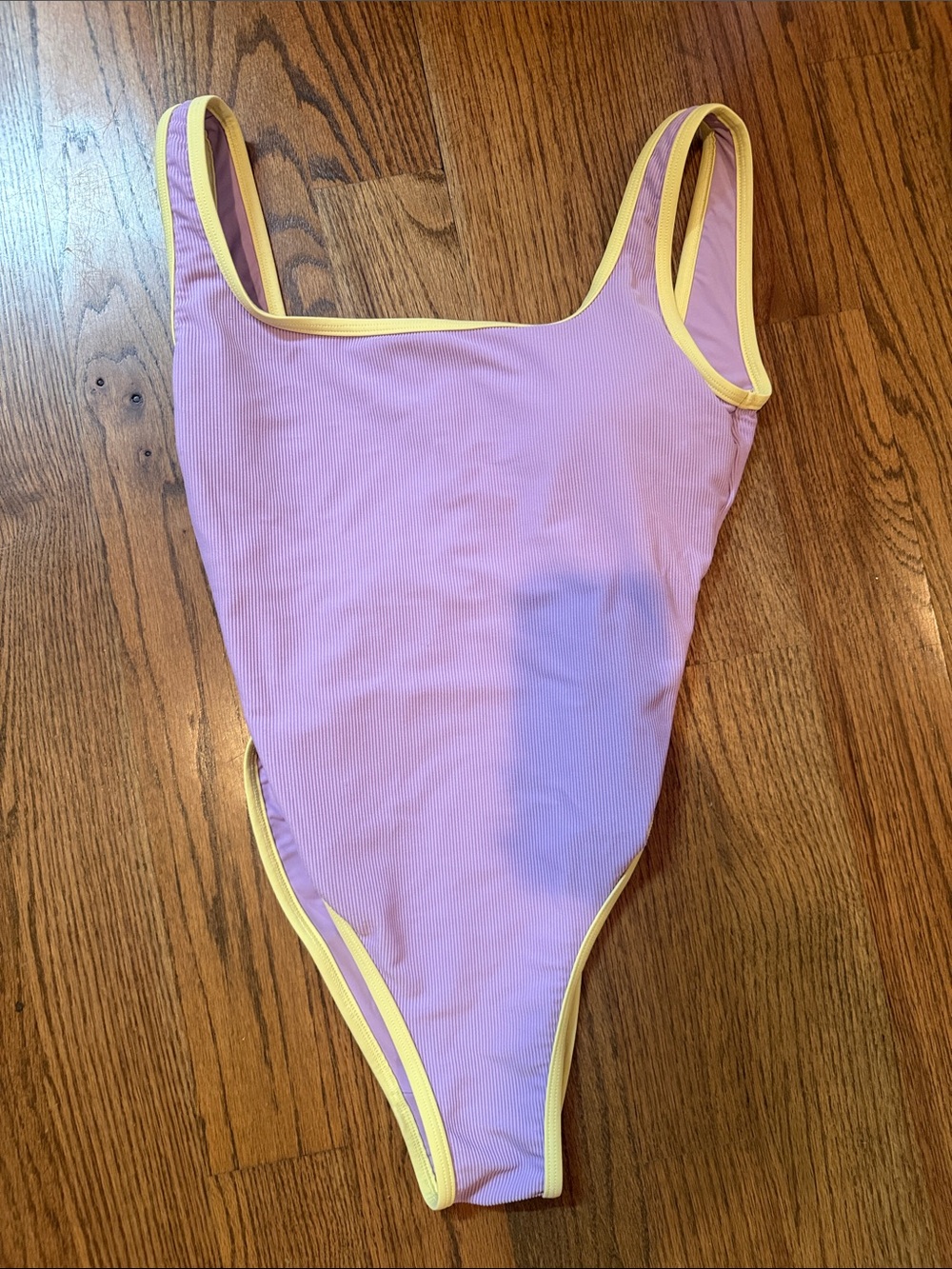 LainSnow Lavender One-Piece Swimsuit with Yellow Trim